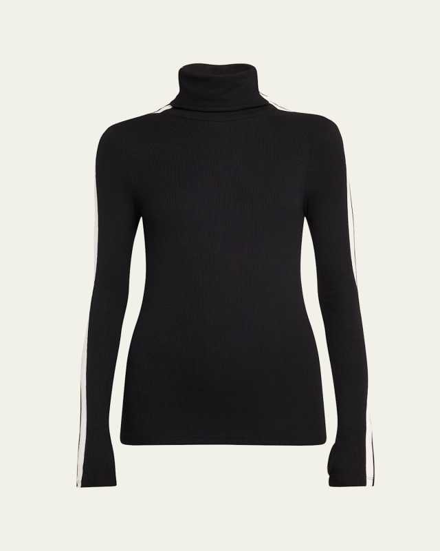Jackson Rib-Knit Turtleneck Top